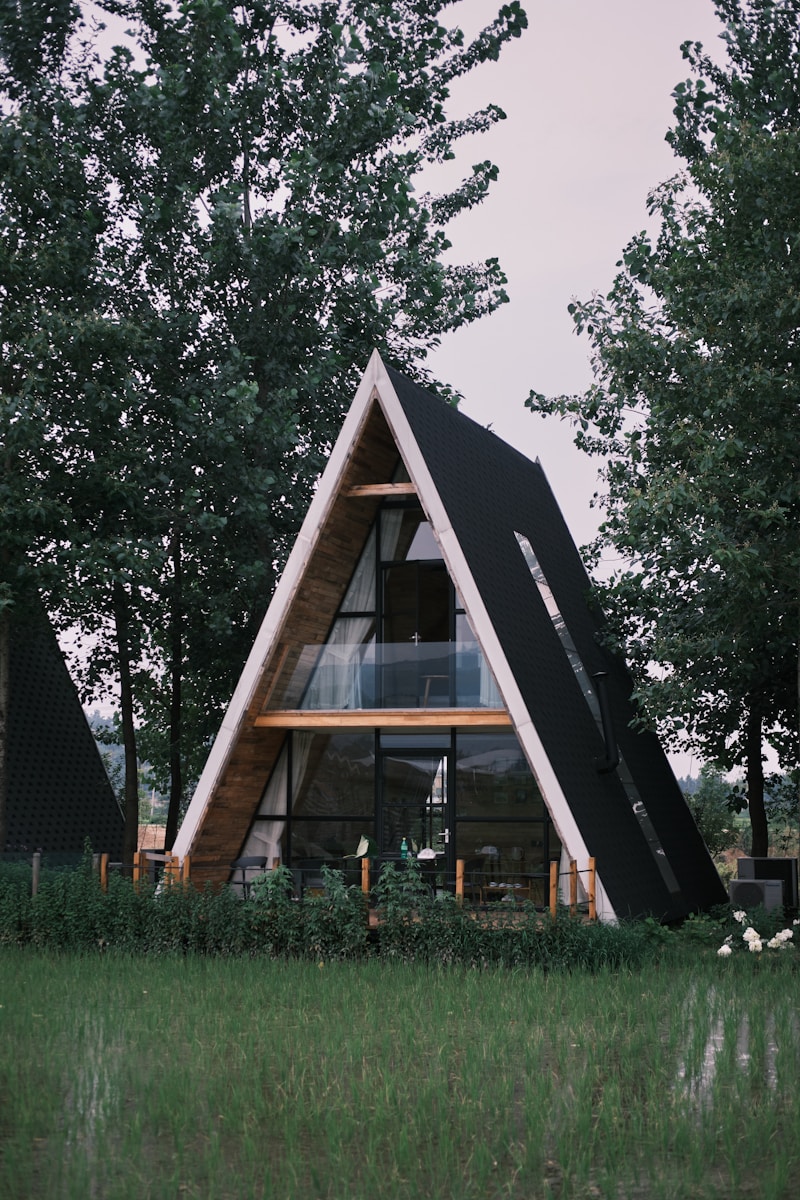 a house with a triangular roof